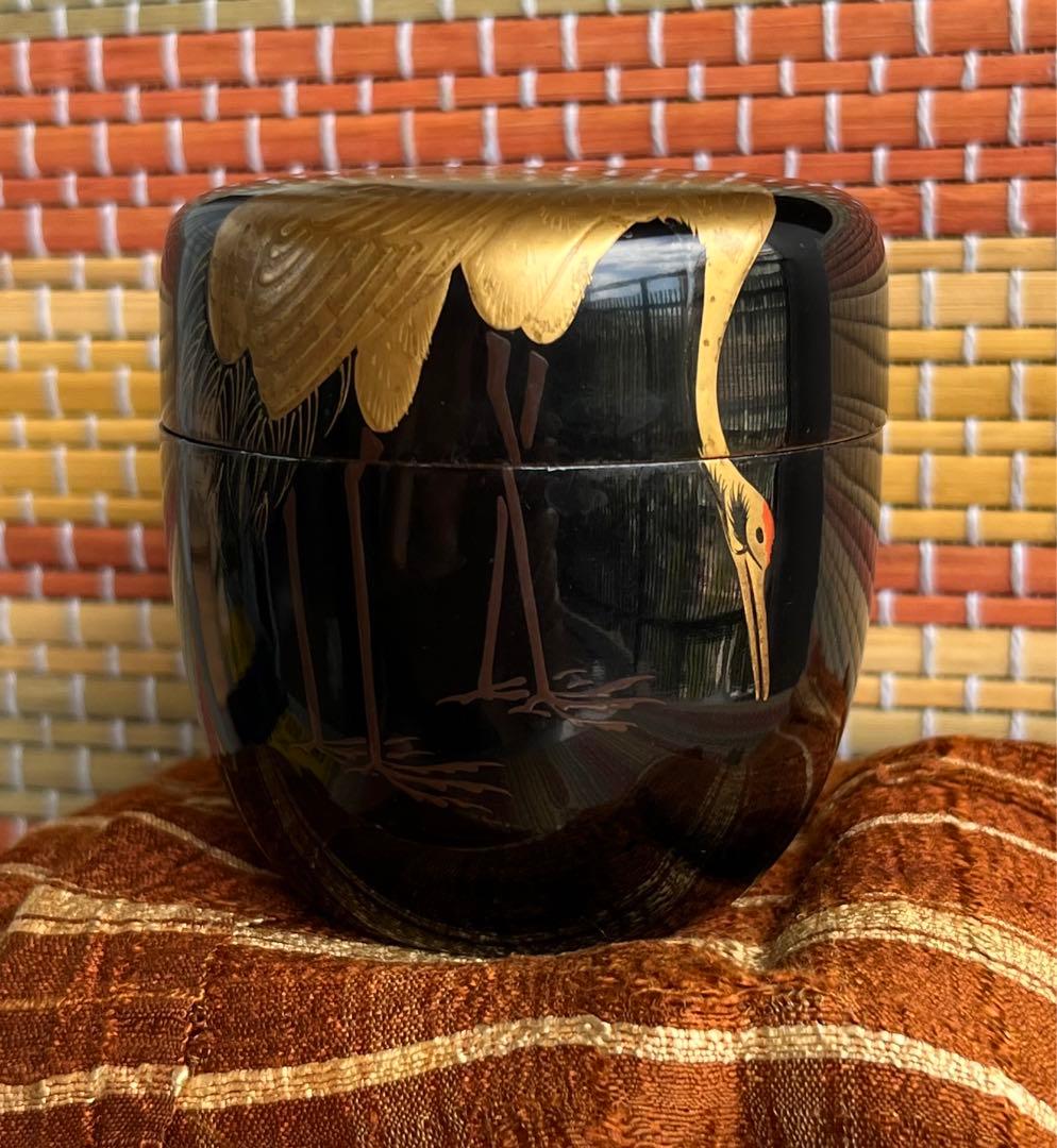 双鶴蒔絵　高さ6.8㎝ 共箱