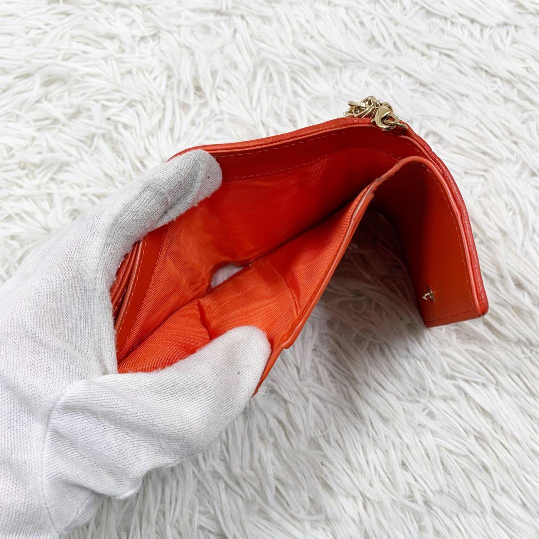 【✨希少 限定品✨】ディオール 三つ折り財布 カナージュ レザー オレンジ