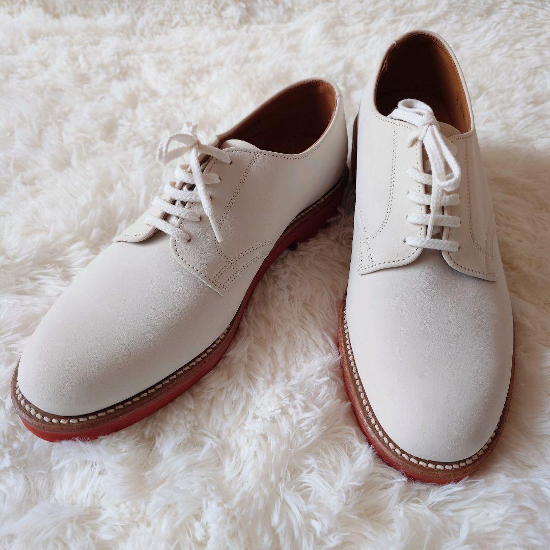 ウォークオーバー　プレーントゥダービー　モカシン　レザー　シューズ　オフホワイト
