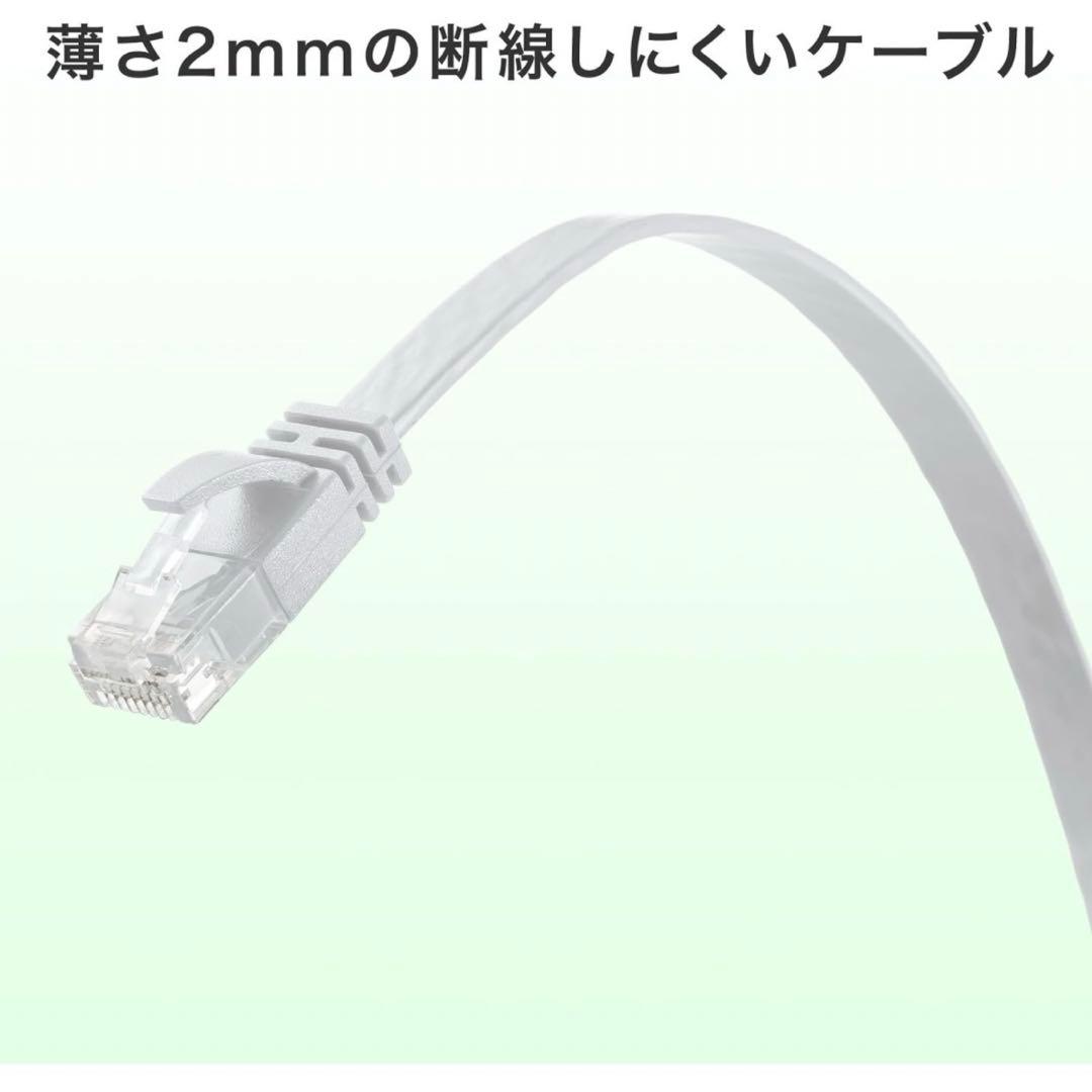 サンワサプライ カテゴリ6AフラットLANケーブル(ホワイト・30m)