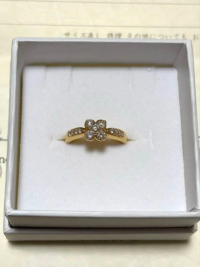 保証書付きPonte vecchio K18YGダイヤモンドリング0.40ct