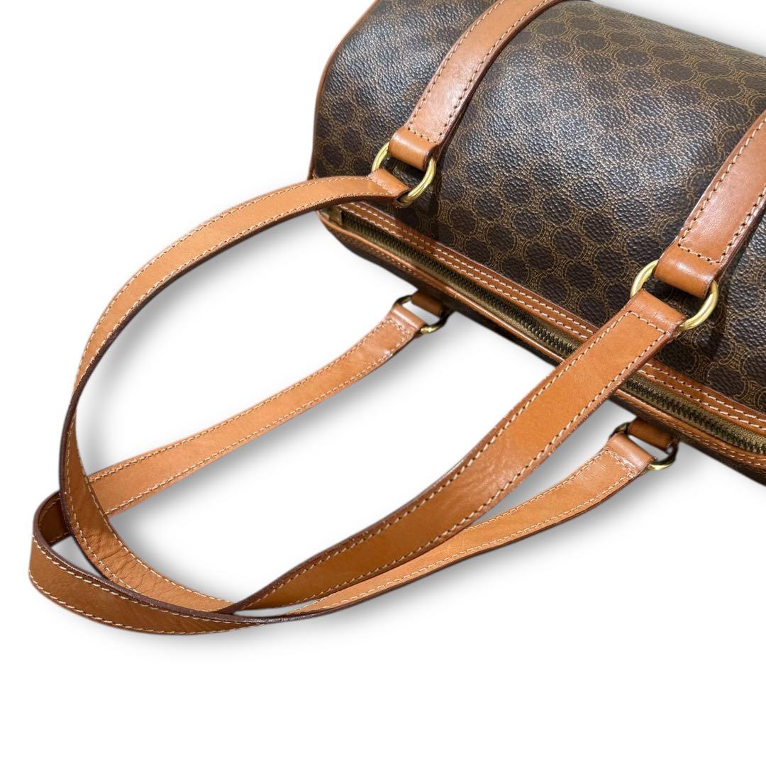 CELINE ミニボストン マカダム柄 トリオンフ ハンドバッグ PVCレザー