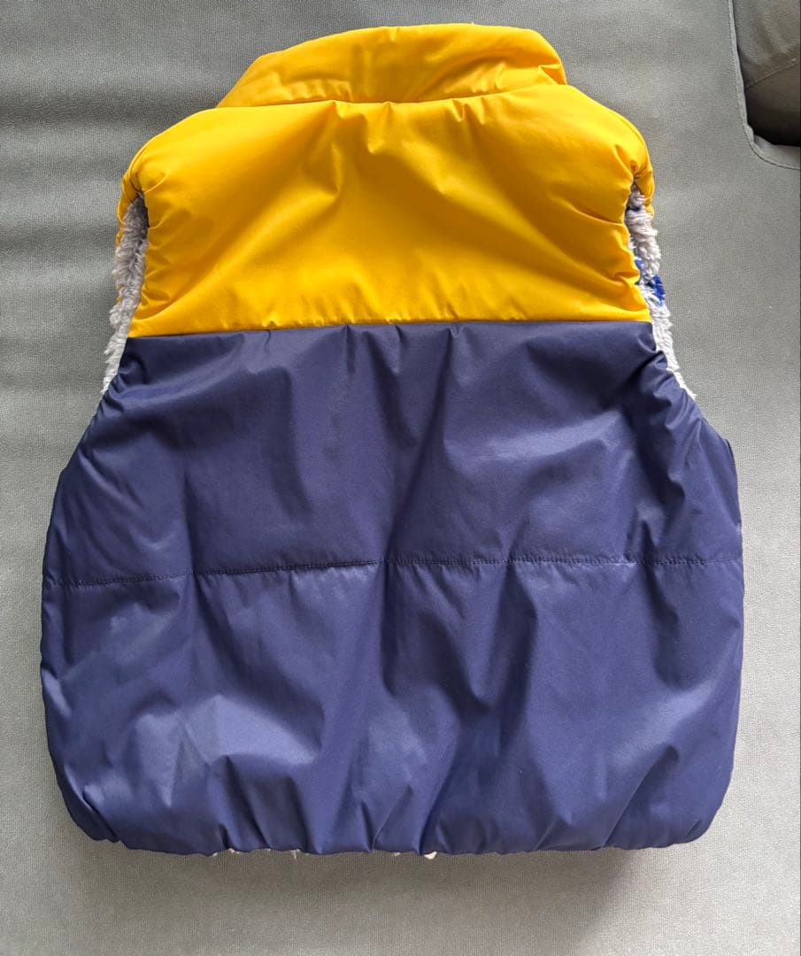 ミキハウス90cm ダウンベスト イエロー/ネイビー 新品タグ付き