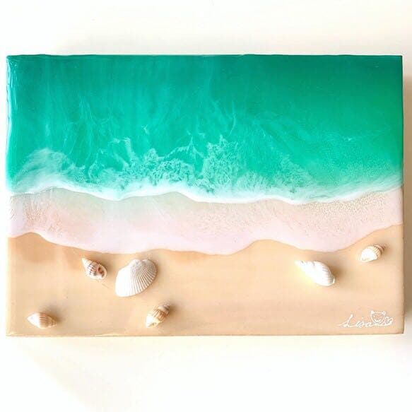 エメラルドグリーンの海  レジンアート