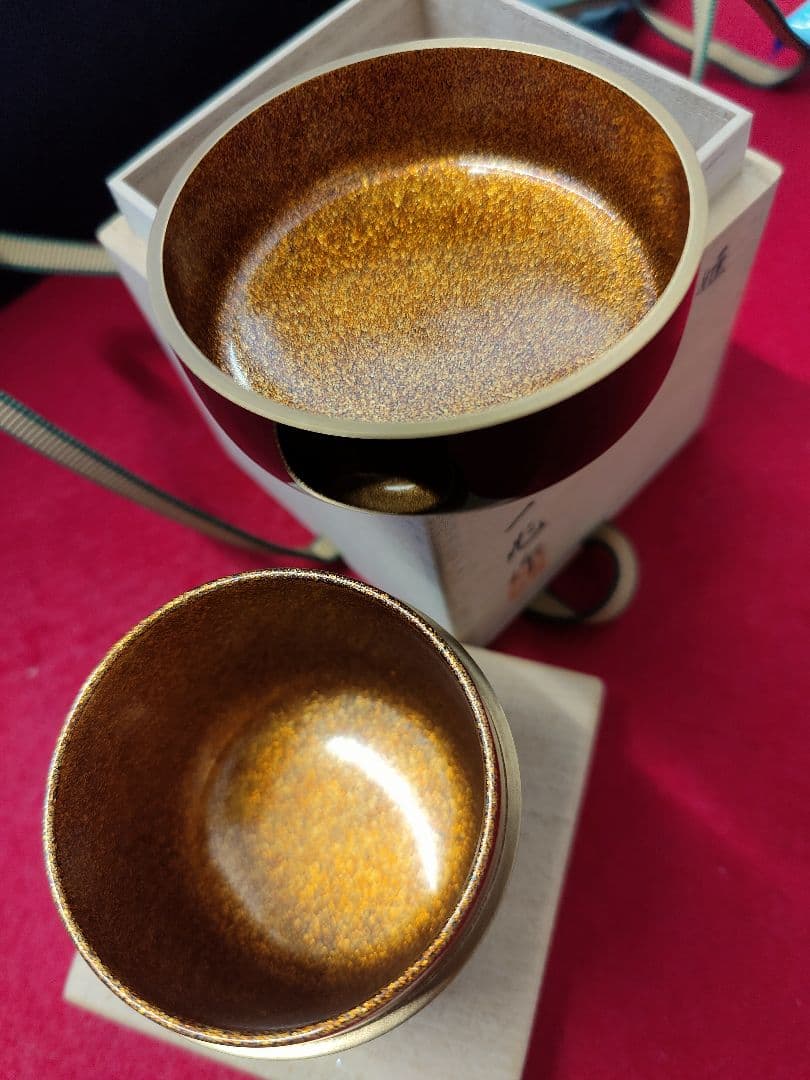 漆製茶器 金箔装飾 木箱付き 一兆 作 新品 姫