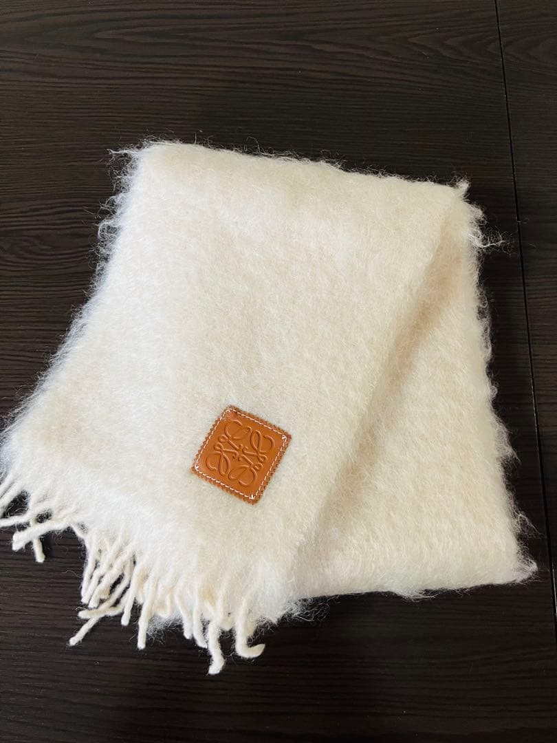 LOEWE/ロエベマフラーアイボリー モヘア&ウール