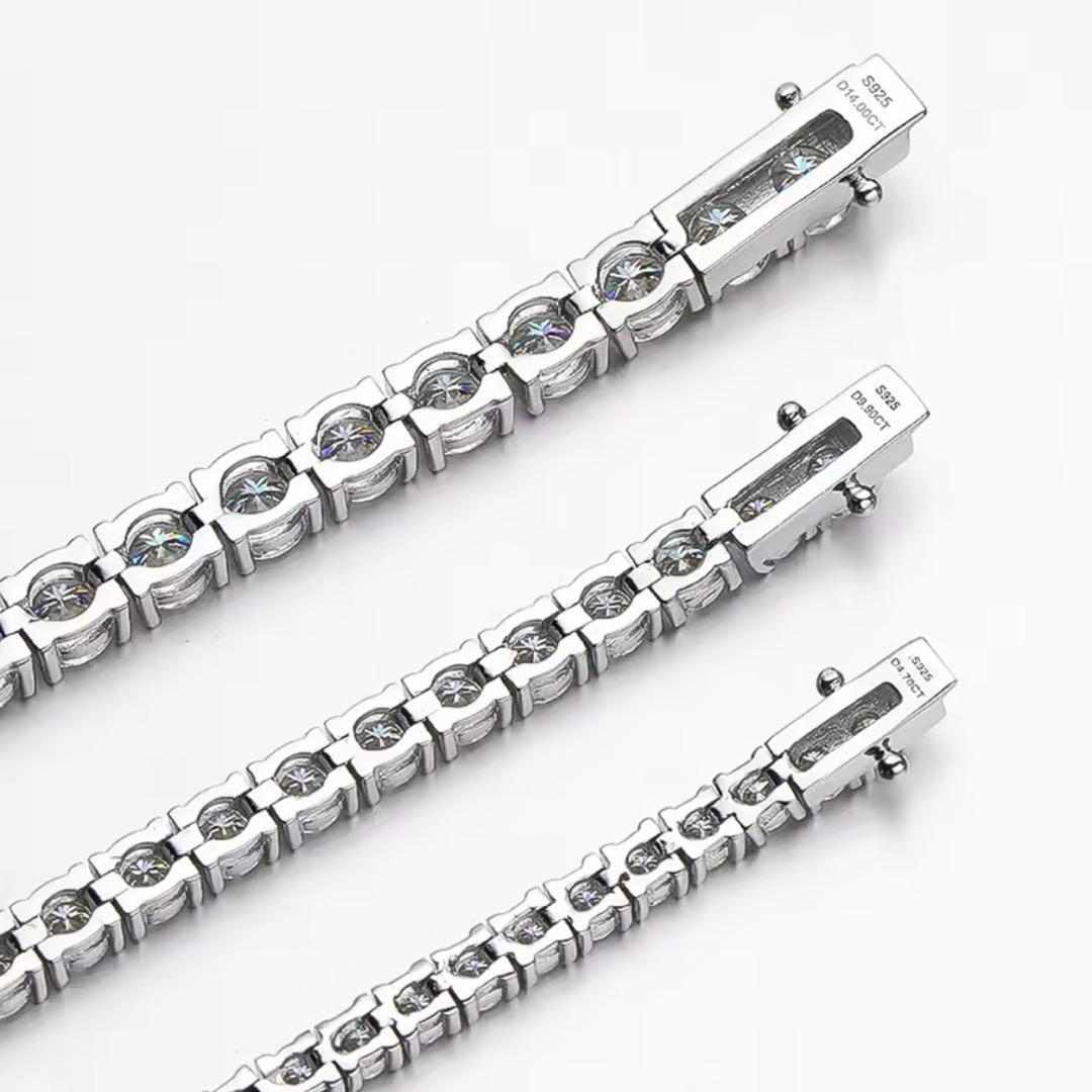 鑑定書付き 最高品質モアサナイト　テニスチェーン　ネックレス　ブレスレット