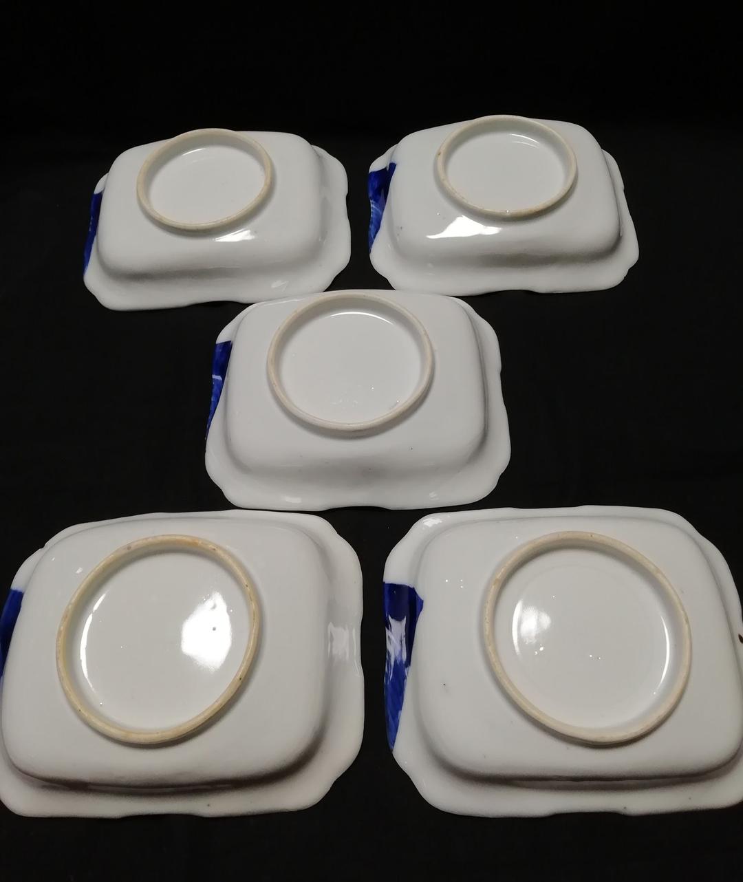 【お値下げ】骨董　古伊万里　江戸時代　色絵向付海老に鶴（五客）　骨董品