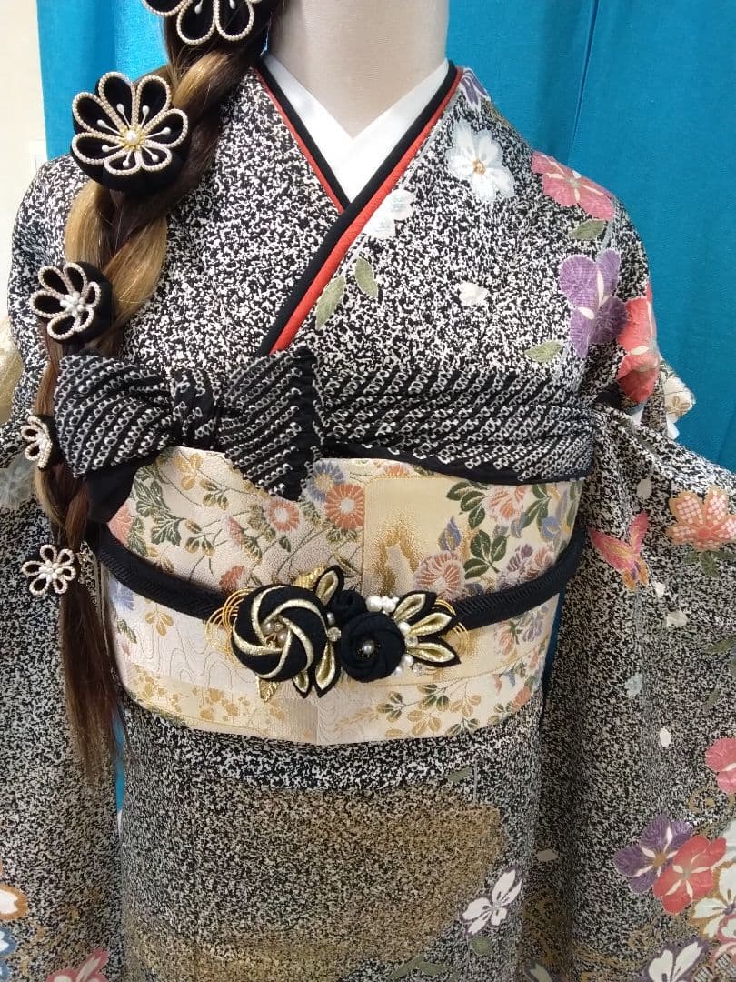 【新春福袋】鈴乃屋振袖フルセット、重ね衿帯揚げ帯締め、西陣袋帯、襦袢、ガード加工