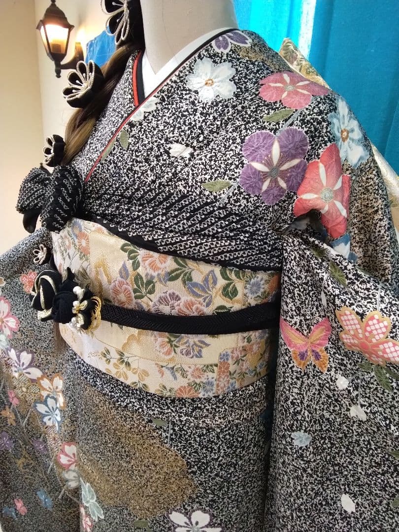 【新春福袋】鈴乃屋振袖フルセット、重ね衿帯揚げ帯締め、西陣袋帯、襦袢、ガード加工