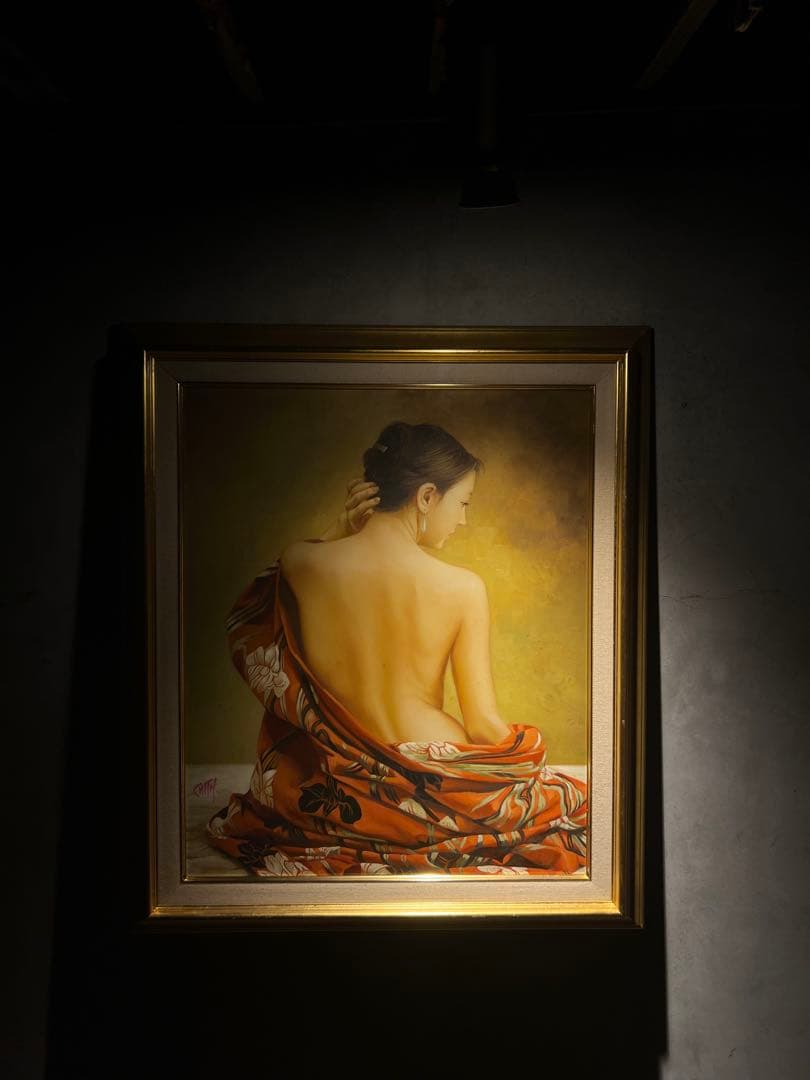 リアリズム　肉筆油彩画　【美人画】　作者不詳