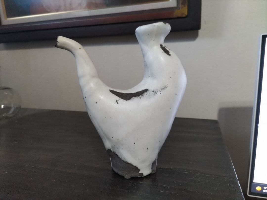 リリィのほっぺ様　奥村博美　白釉　注器　高18.5㎝　共箱・布　未使用