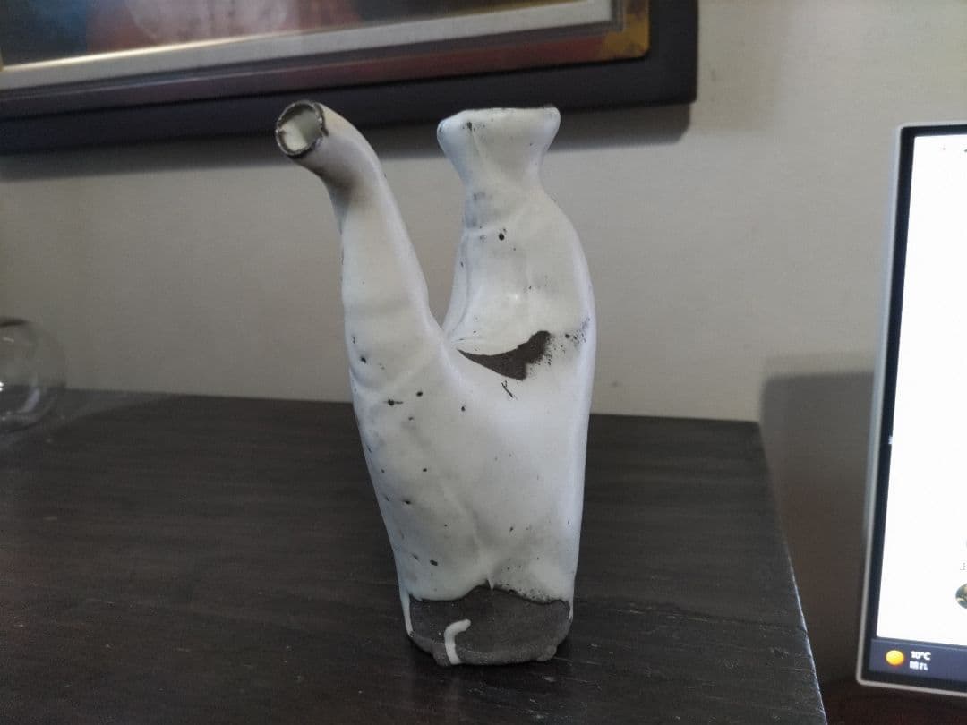 リリィのほっぺ様　奥村博美　白釉　注器　高18.5㎝　共箱・布　未使用