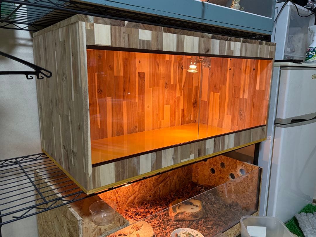 爬虫類ケージ　アカシア材　90×45×45 飼育　ケージ　ペット　小動物　ケース