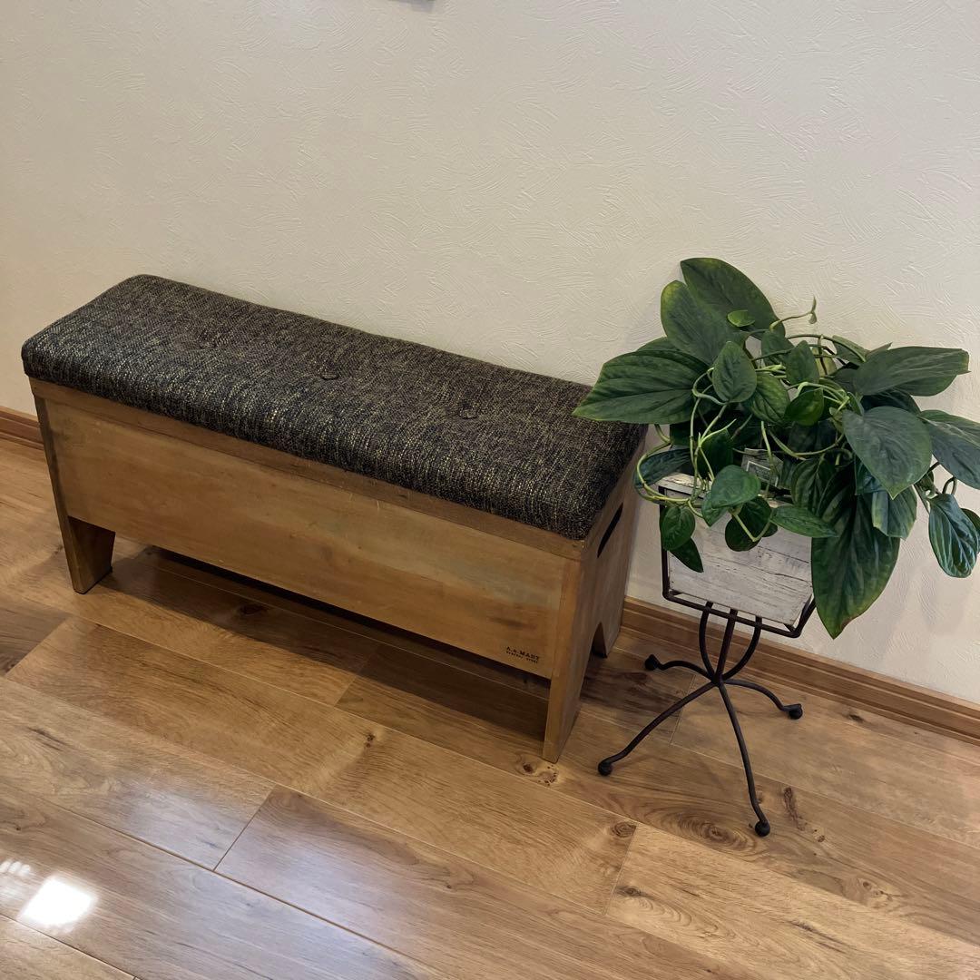 アンティーク風ボックスベンチ 木製　スツール　椅子　イス　いす　収納　インテリア