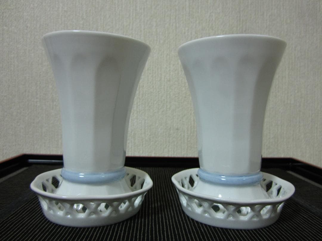 ６点◆平戸焼 三川内焼◆十四代 玉泉作◆冷茶・焼酎・ビールグラス②茶托②盛皿②