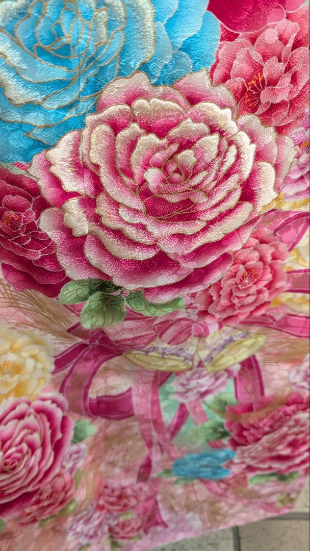 【松田聖子プロデュースブランド】振袖 ミントグリーン 花柄•Ｌサイズ