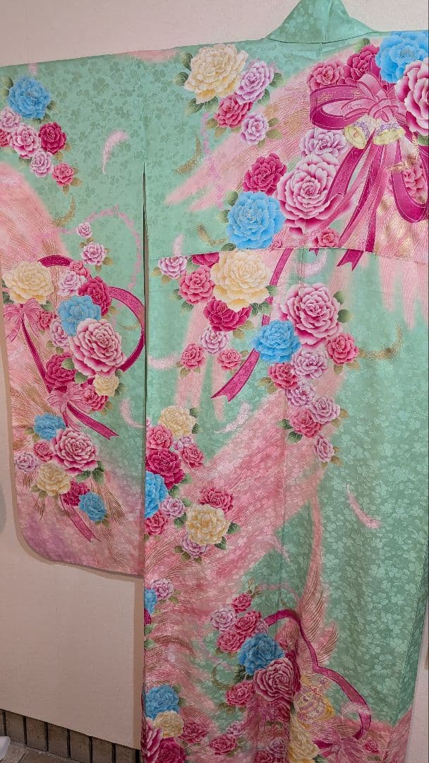 【松田聖子プロデュースブランド】振袖 ミントグリーン 花柄•Ｌサイズ