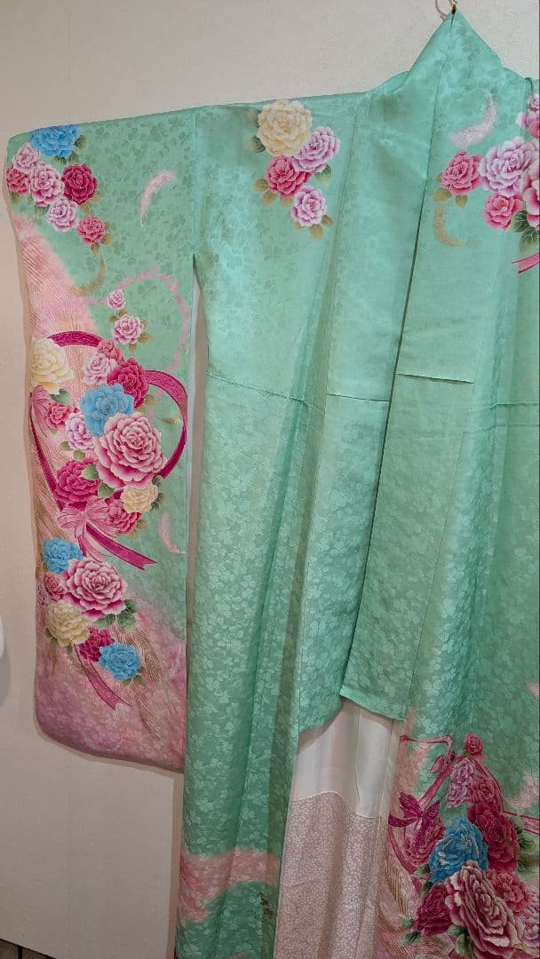 【松田聖子プロデュースブランド】振袖 ミントグリーン 花柄•Ｌサイズ