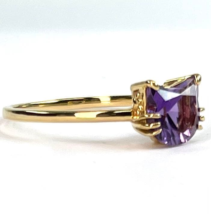 宝石ルース 『限定品！ネコちゃんリング』天然アメジスト　サイズ#14