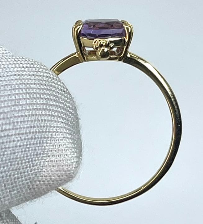 宝石ルース 『限定品！ネコちゃんリング』天然アメジスト　サイズ#14