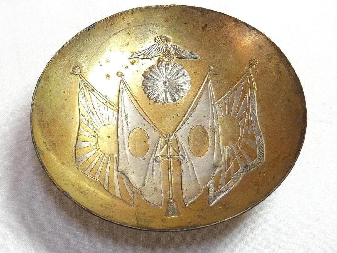 4》【希少】旧日本軍 明治期 日清戦争 勝利記念 金属製軍杯 2点セット レトロ