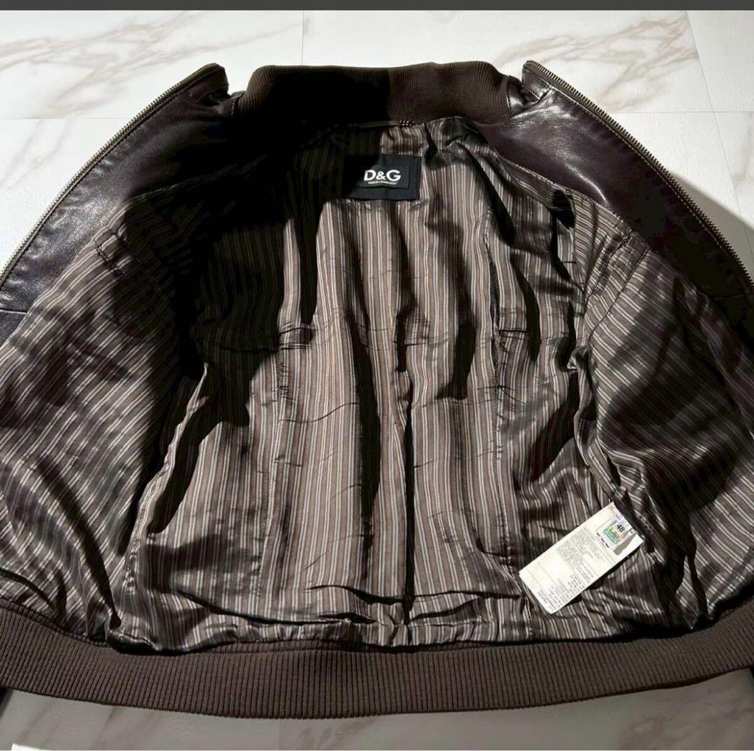 未使用級◆現行モデル D&G シングル ライダース レザー ジャケット L相当