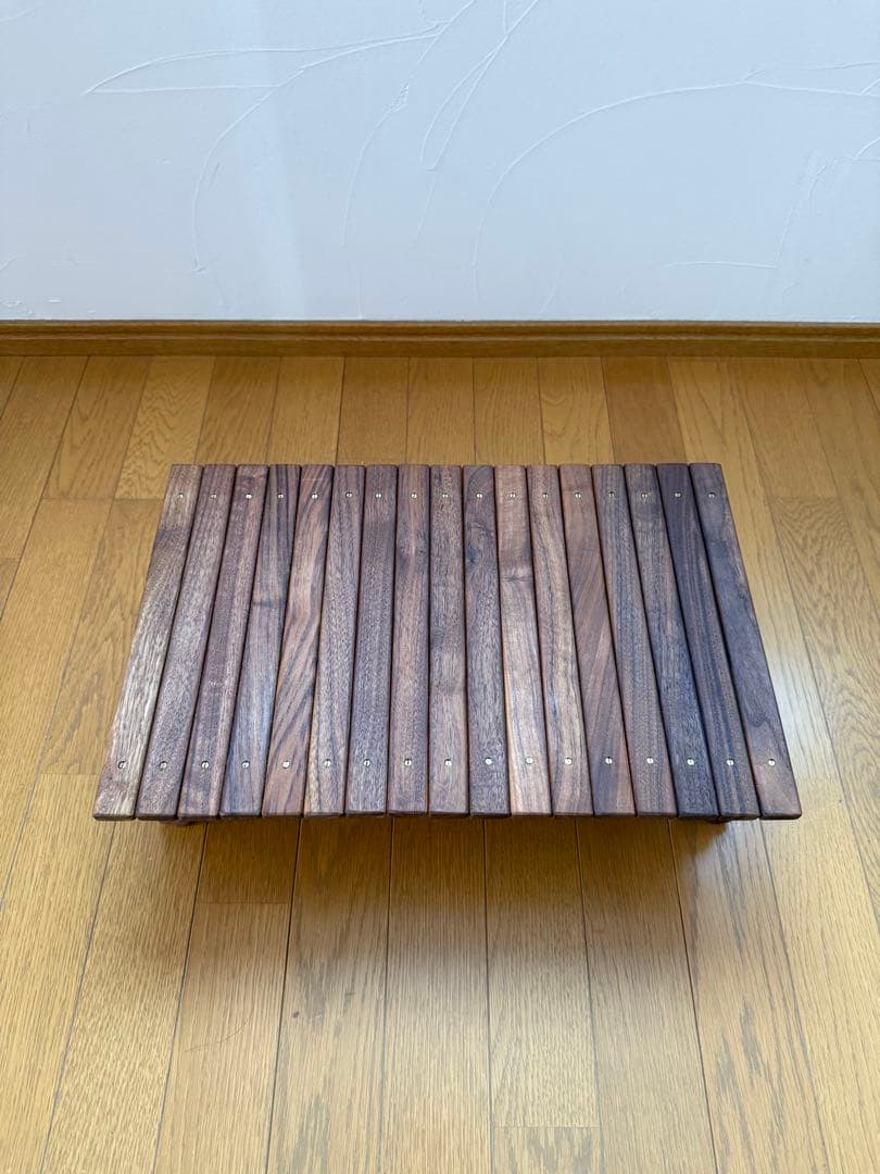 キャンプ ハンドメイドテーブル ウォールナット ギアバック用　収納ケース付き