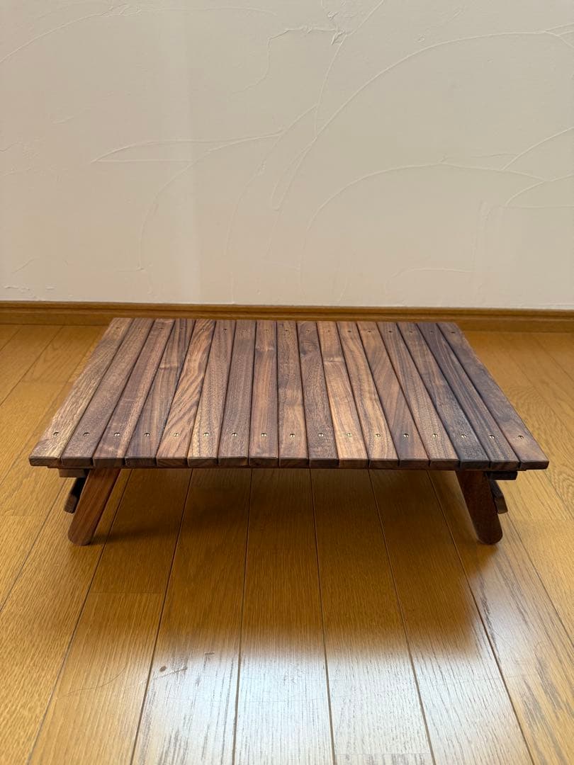 キャンプ ハンドメイドテーブル ウォールナット ギアバック用　収納ケース付き