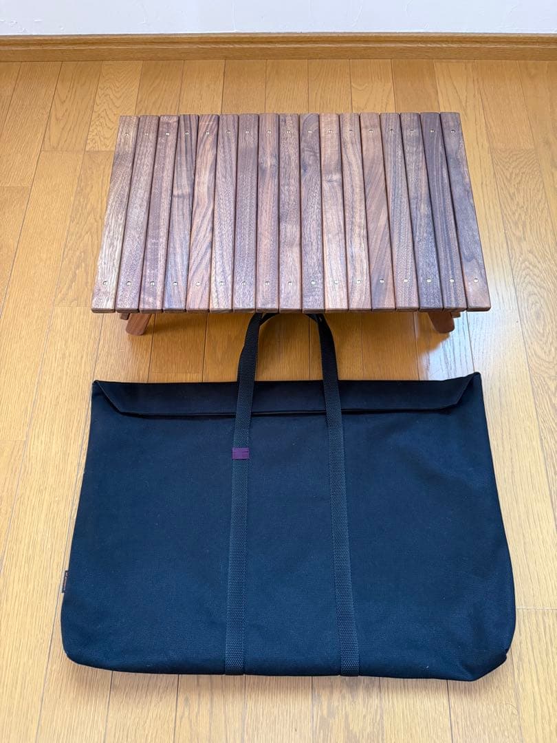 キャンプ ハンドメイドテーブル ウォールナット ギアバック用　収納ケース付き