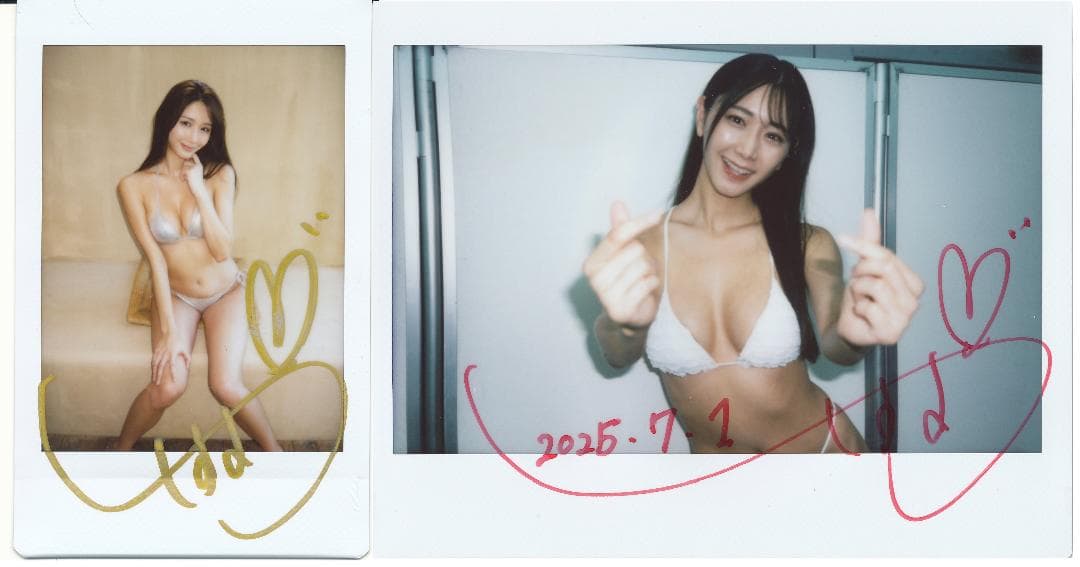 斎藤恭代　直筆サイン入りチェキ　イベント限定ワイドチェキ＋特典チェキ　セット