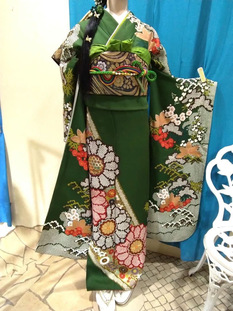 【お値下】振袖フルセット、正絹成人式、重ね衿、帯揚げ帯締め、西陣袋帯、襦袢、落款