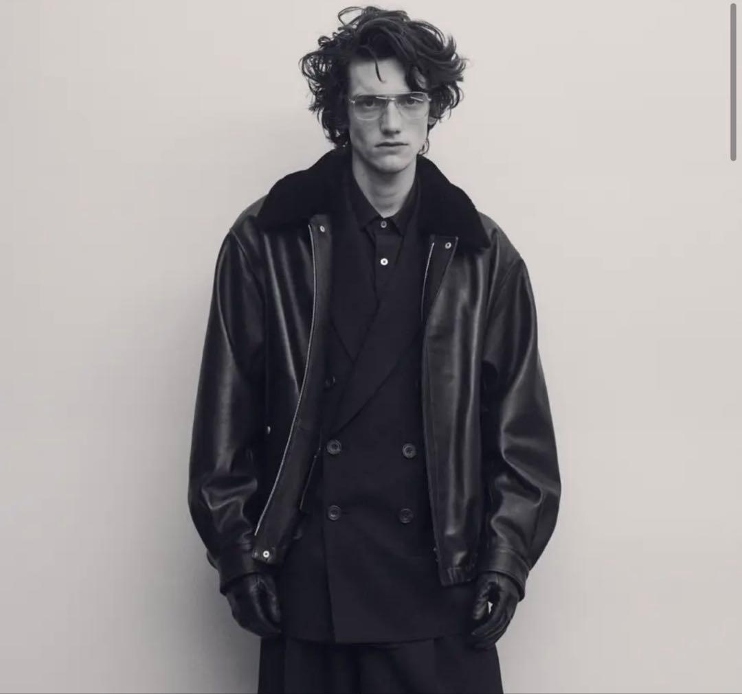 ジャケット・アウター Mouton Collar Sheep Leather Zip Jacket