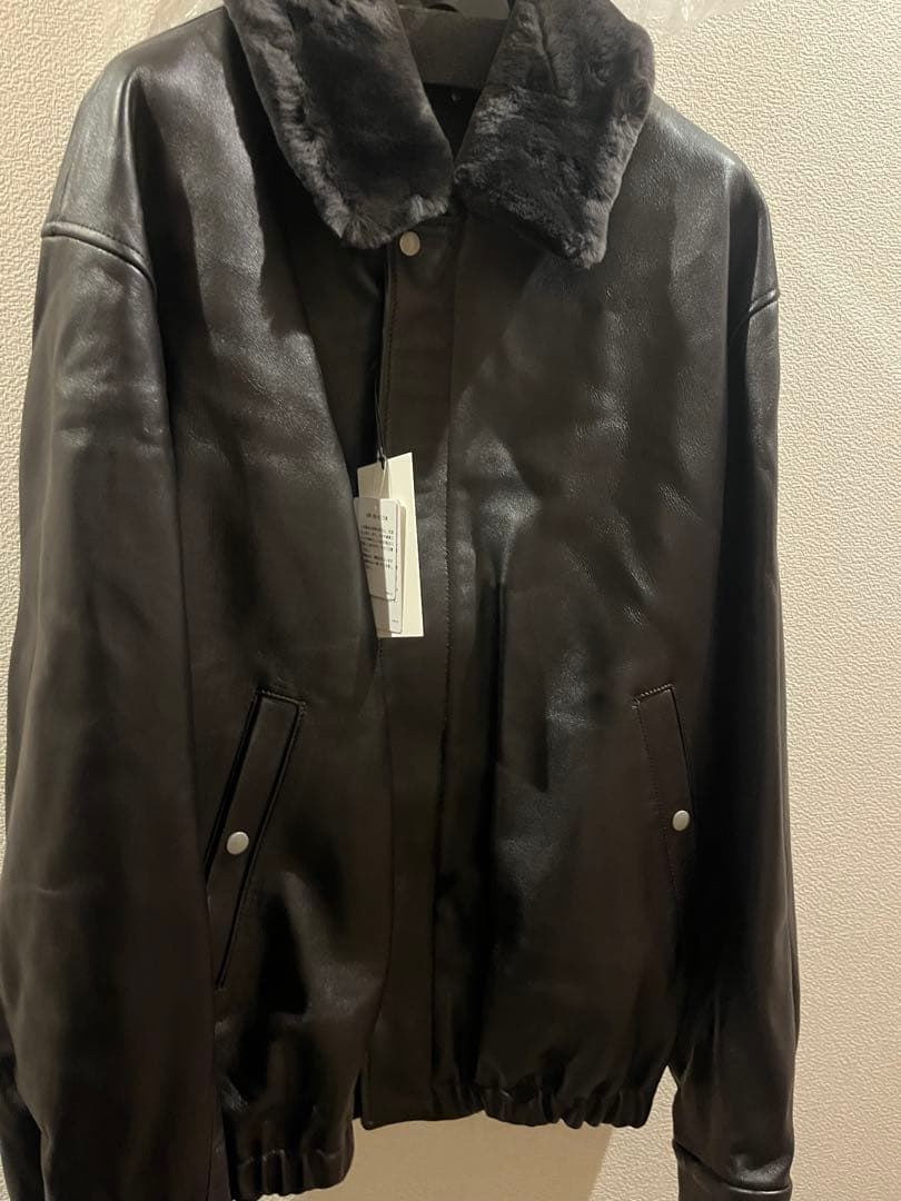 ジャケット・アウター Mouton Collar Sheep Leather Zip Jacket