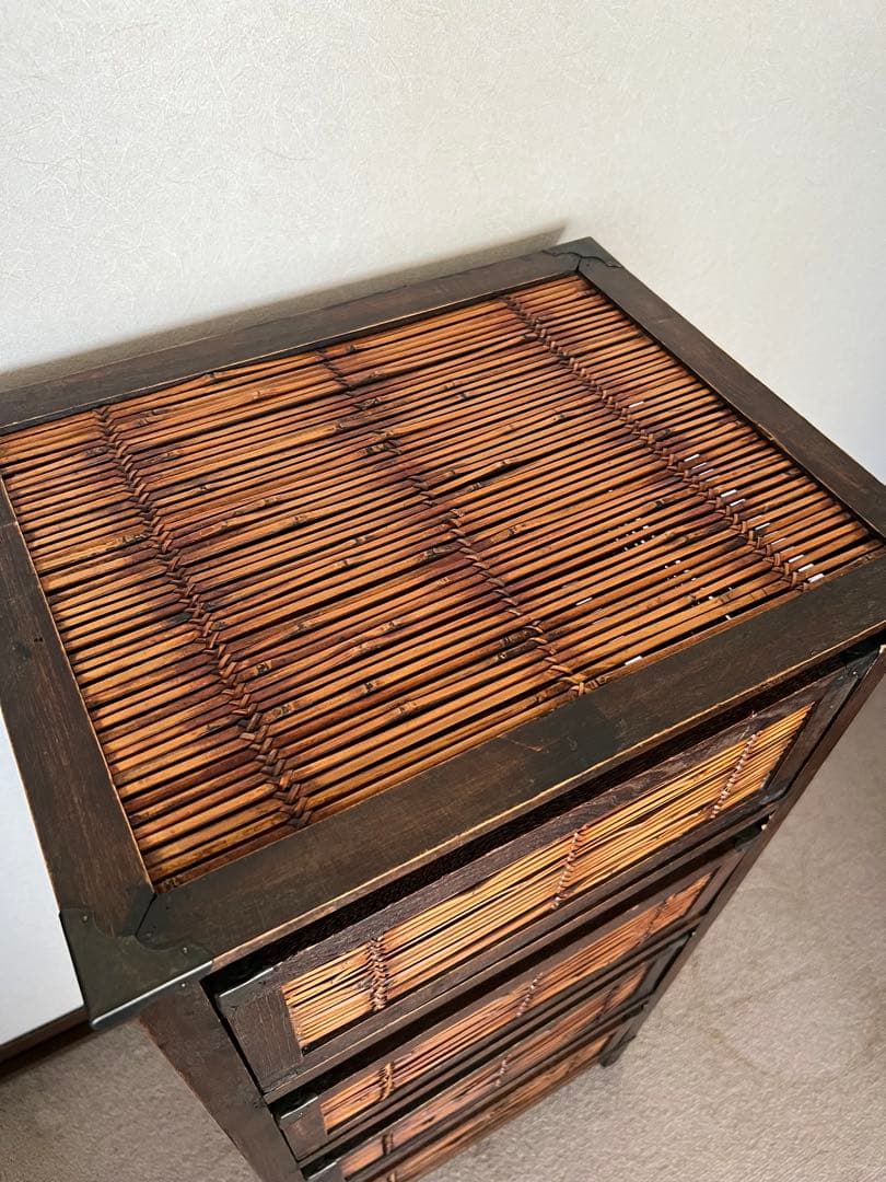 アジアン 竹 木製 チェスト 引き出し4段 ダークブラウン バリ インドネシア