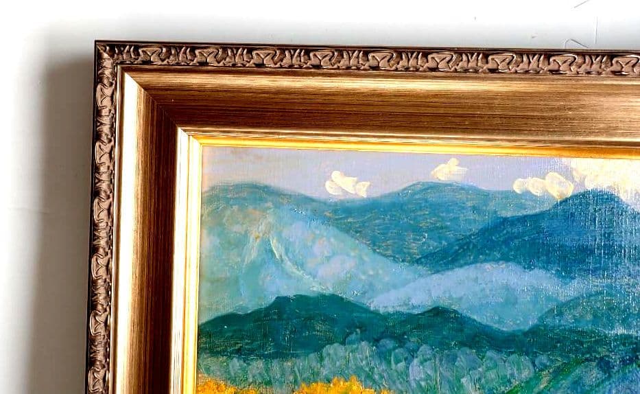 油絵/油彩 額縁 F10〔題名 乗鞍〕匿名発送・送料込