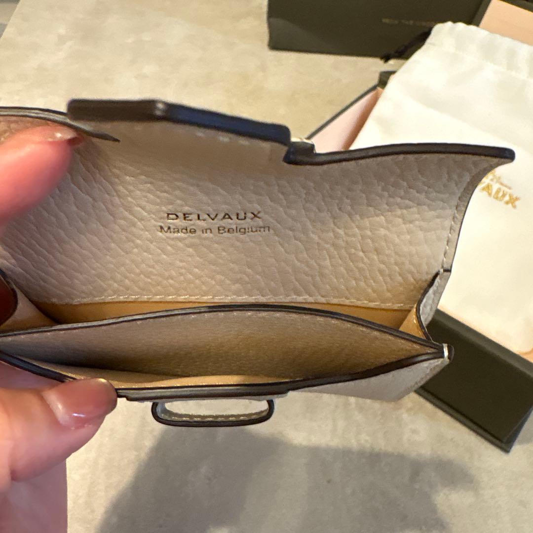 DELVAUX ベージュ レザー カードホルダー財布