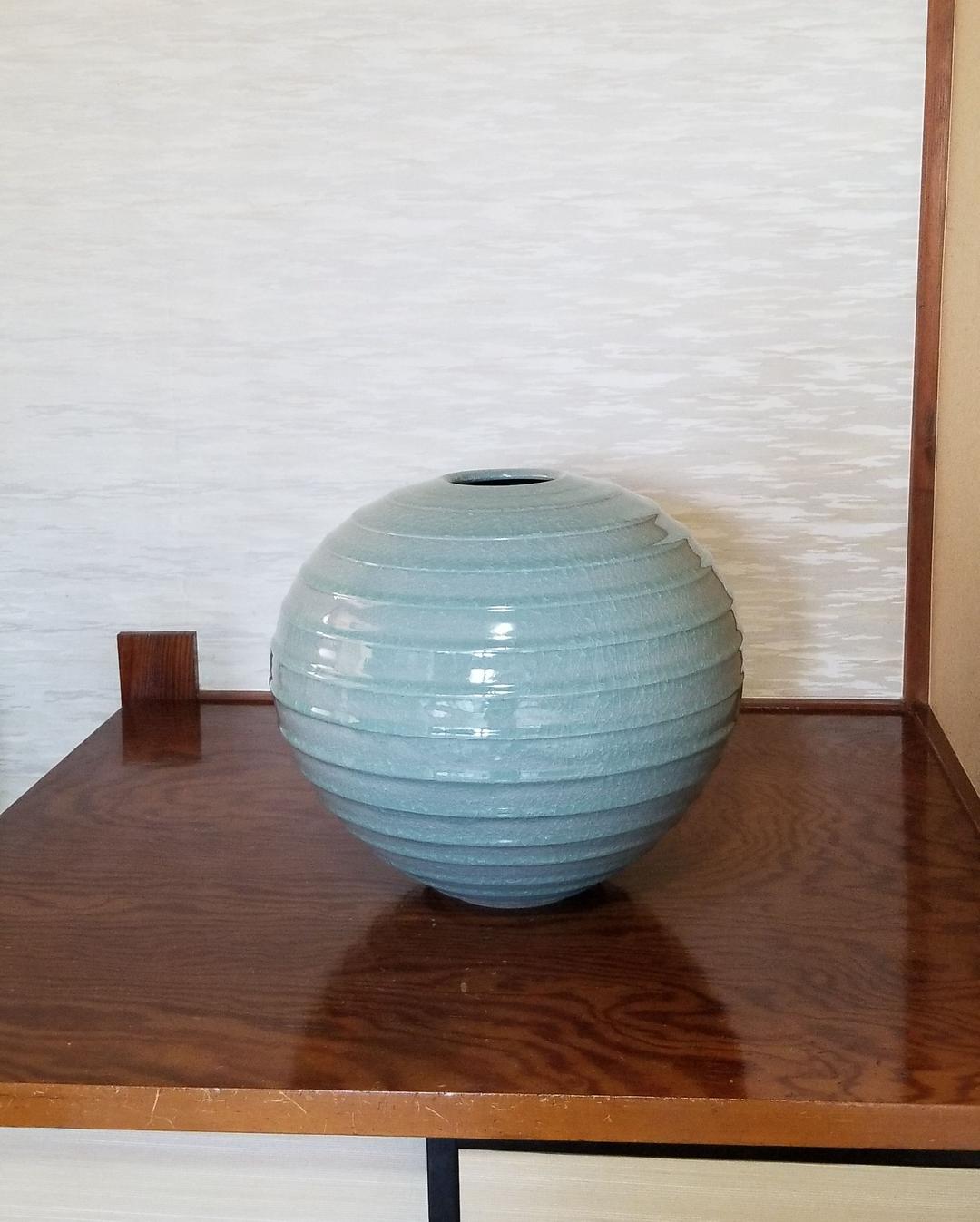 青磁鎬文大壺 (美品)