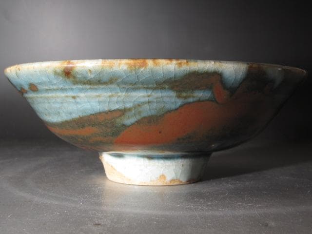 ★　河井寛次郎　辰砂茶碗　色の移ろいが美しい一品です★x495