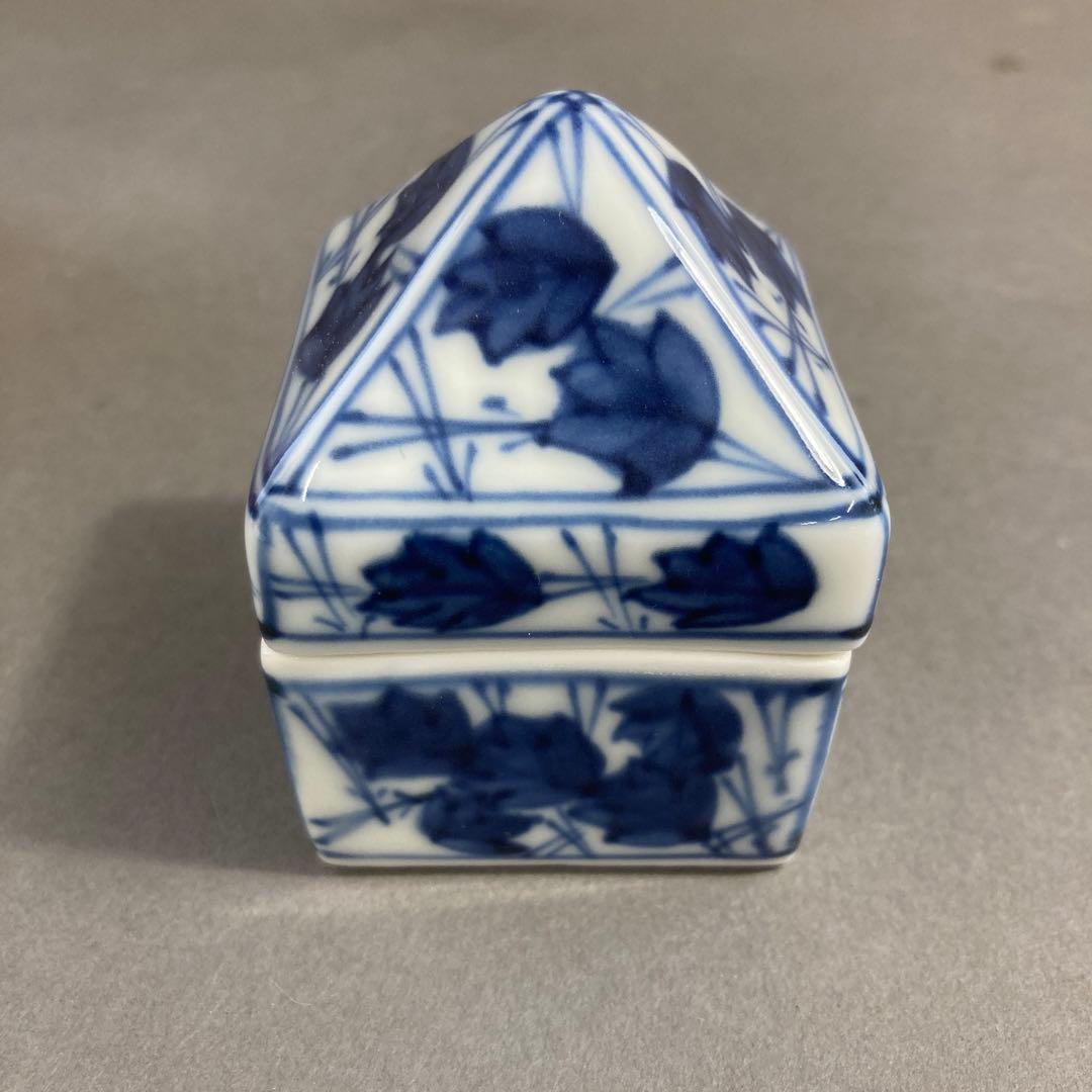 茶道具　香合　￼五山窯　染付　辻堂　香合　林淡幽　造　共箱　S116K