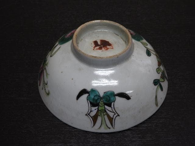 清朝色絵平茶碗　MA300