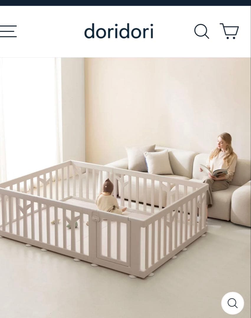 doridoriベージュペットサークルバーチ 10枚セットスライド扉付き