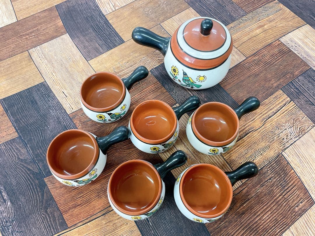 デミタスカップ　ペルー調　カップ6個急須セット