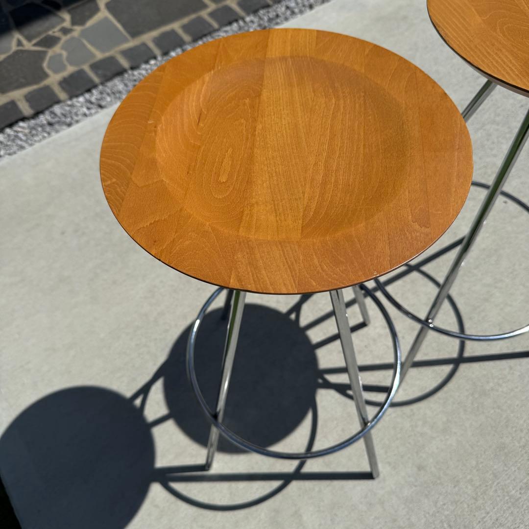 ACTUS　スツール　2脚セット　木製　円形座面　カウンターチェア