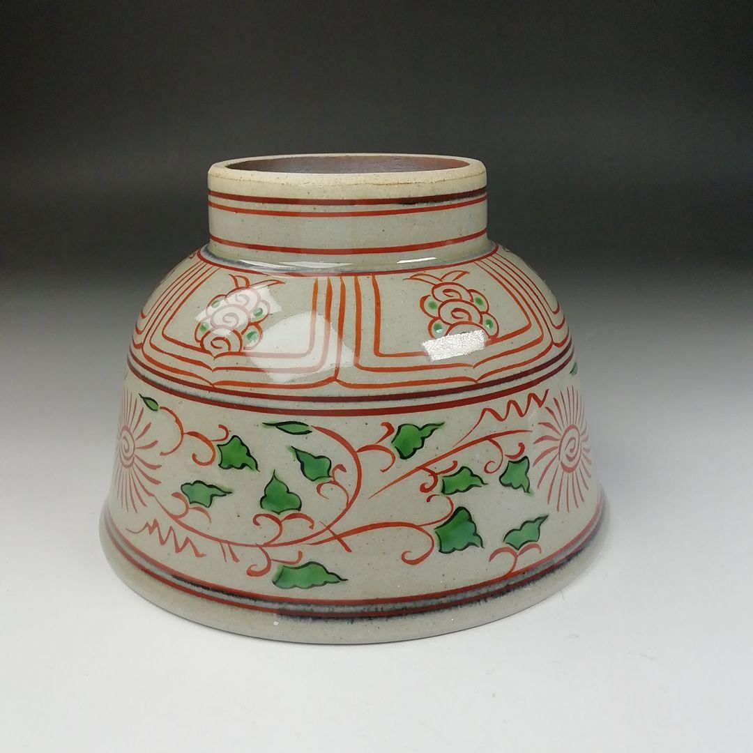 Ｔ６０７　茶碗　『膳所焼』『赤絵　安南写』『淡海ぜぜ陽炎園 造』　共箱　茶道具