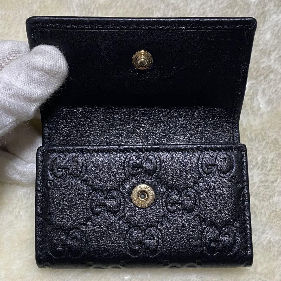 新品級✨グッチ6連キーケース GG総柄シマ黒レザーゴールド金具インターロッキング