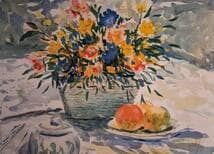 【真作】版画　パトリック・リビングストーン　リトグラフ　花と果実　V142