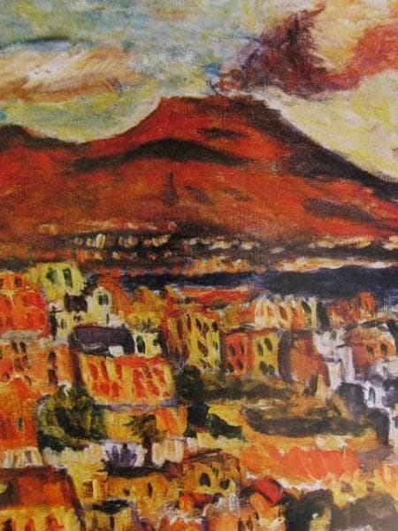 梅原龍三郎、ヴェスヴィオとナポリの街、希少な額装用画集より、新品高級額装付