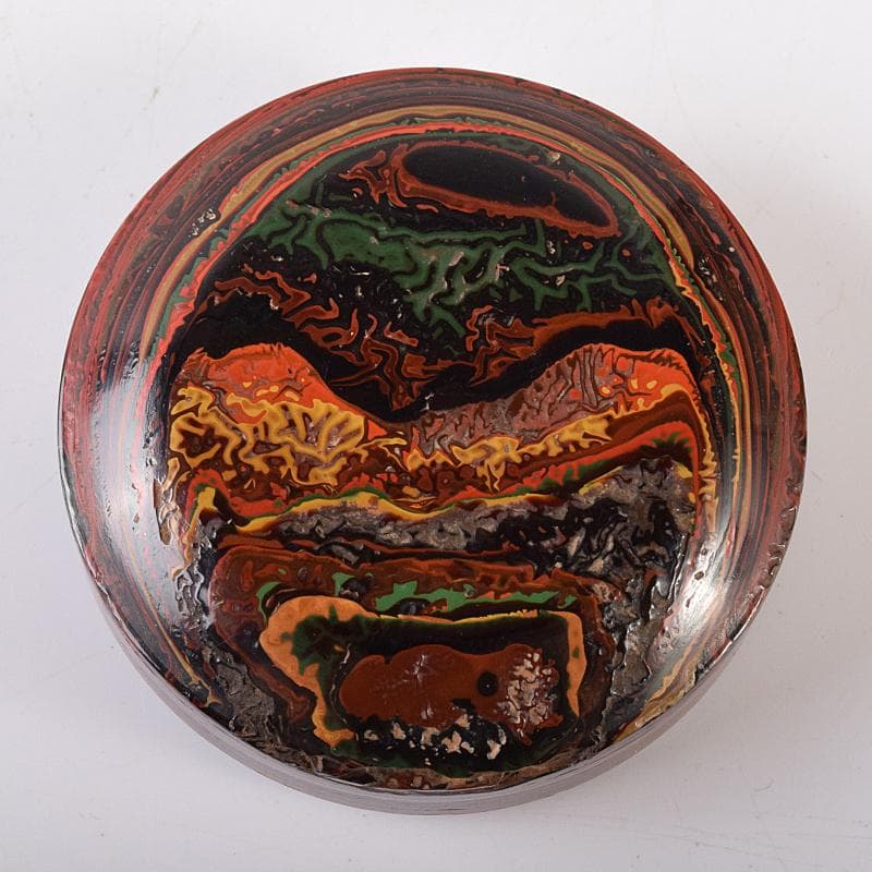 茶道具　溜漆　堆漆　香合　袱紗・時代箱付　V　R7976