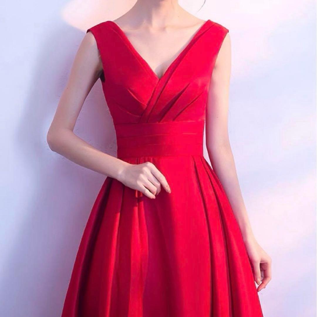 上品ブラック ロングドレス Vネック パーティー 発表会